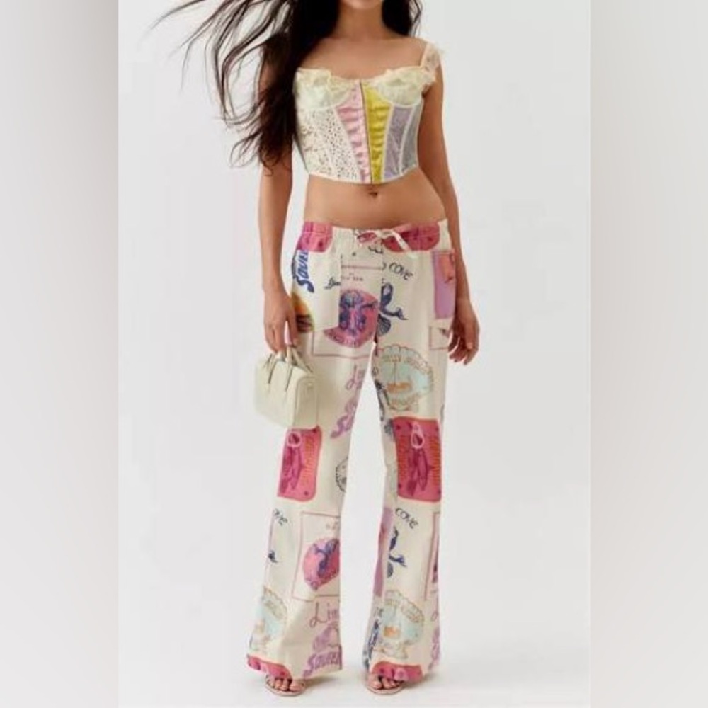 UO Amelie Printed Linen Pant